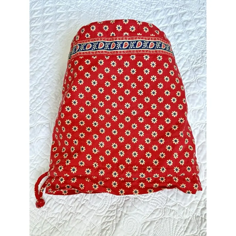 Vera Bradley Apple Green Diddy + Red Provincial Drawstring Wet Bags Set 2